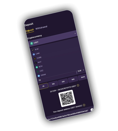 MamaBet payment methods screen with Bitcoin, Ethereum, USDT, Litecoin and Visa options
