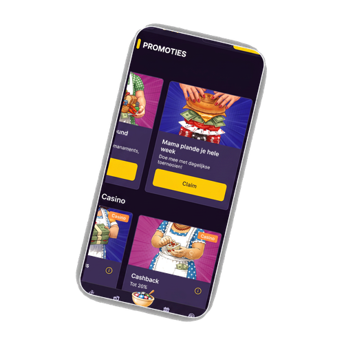 MamaBet promotiepagina met welkomstbonus van 150 procent, wekelijkse cashback en sport freebet kaarten