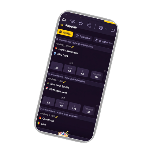 MamaBet sportweddenschappen interface met wedstrijden, odds en live wedstrijdtracker