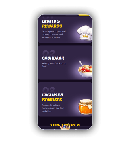 MamaBet VIP club overview with kitchen themed tier ladder and level bonuses